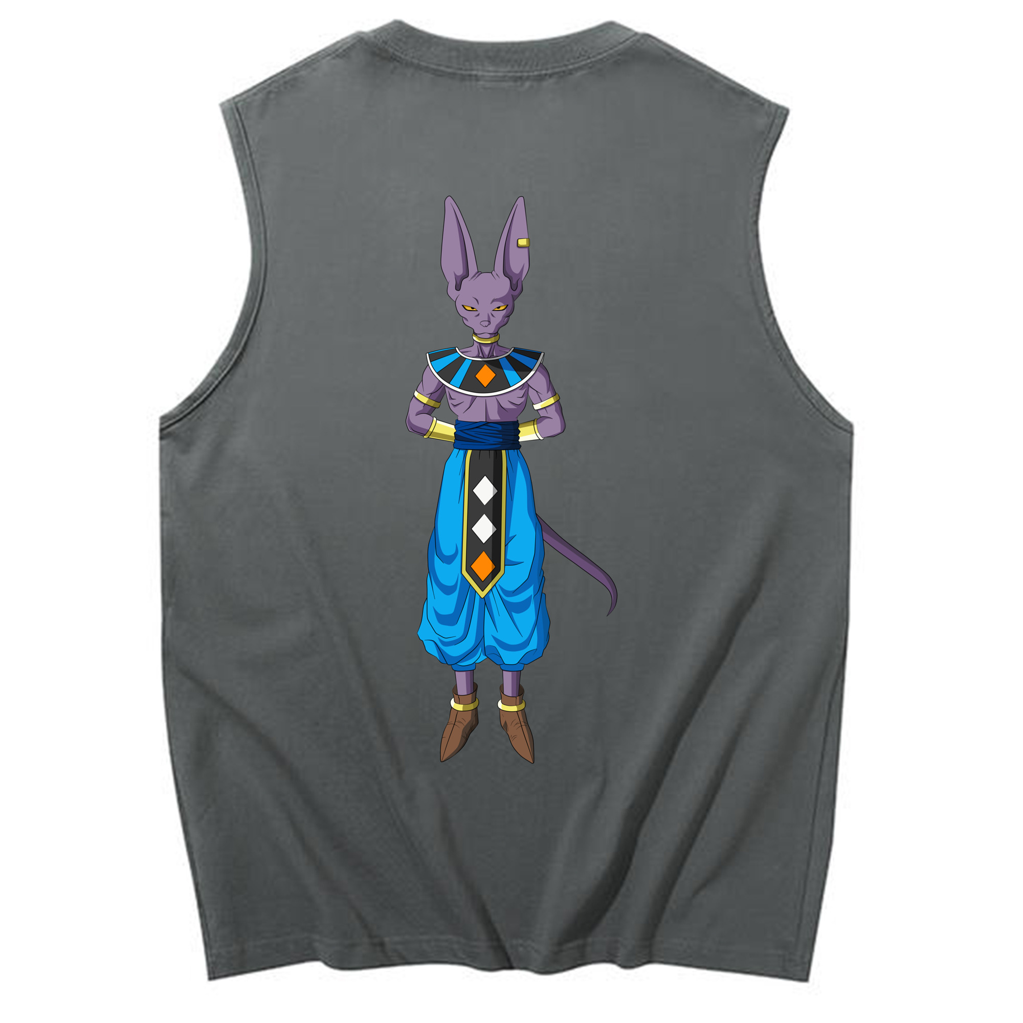 （画像用） ドラゴンボール ビルス 破壊神ビルス DRAGON BALL Beerus Birusu コットン100％タンクトップ（背面プリント）